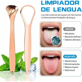 Raspador de Lengua 4 Piezas, Limpiador de Lengua Acero Inoxidable, Raspadores De Lengua Reutilizable, Tongue Scraper con Estuche de Transporte, para Un Aliento Fresco Y Cuidado Bucal (oro rosa)