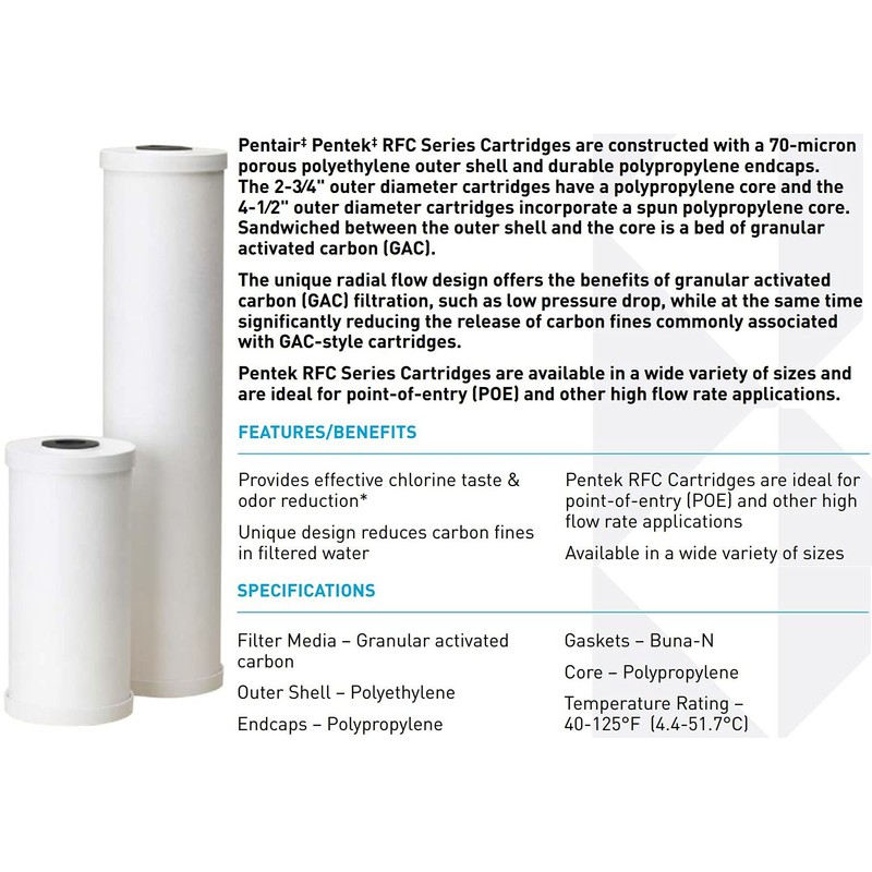 Pentair Pentek RFC-BB Big Blue Carbon Water Filter, 10-Inch, Whole