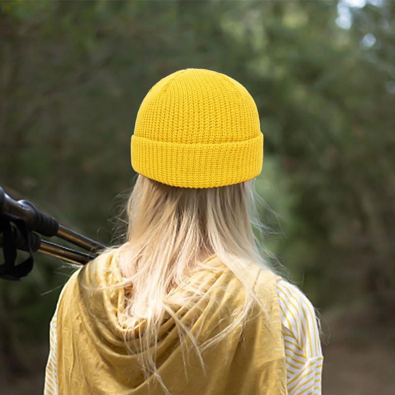 CVFRTT 1 Knitted Hat, 1 Thermal Mask, Yellow Hat, Warm