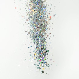 VLKYRI 16g Silver Chunky Holographic Craft Glitter - Multipurpose - Use on Arts and Crafts, Resin, Raves, Festivals, Decorations, Weddings, Parties, Events, Costumes, and Flowers