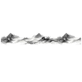 IOHEFY Mountain Wallpaper Border 196x4 Inch Peel and Stick Wall Border Black White Nature Landscape Pattern Removable Vinyl Wall Trim for Bedroom Living Room Cabin Lodge Home Decor