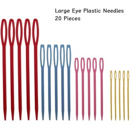 20 Pieces Large Eye Plastic Sewing Needles, Big Eye Stitching Needles 4cm/5.7cm/6.9cm/9.2cm Lacing Weaving Needles for Craft, DIY and Knitting