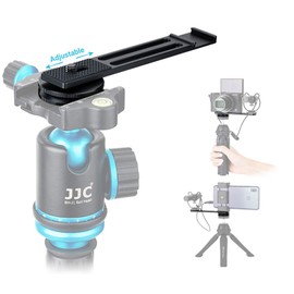 JJC Metal Cold Shoe Extension Bracket Bar with Vlog Microphone LED Mount, Arca Swiss Type Plate Design and 1/4"-20 Thread for Sony A6100 A6600 A6400 RX100 VII VI V IV and Other Compact Cameras