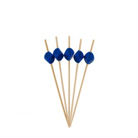 BambooMN 4.7" Decorative Dice Party End Bamboo Cocktail Fruit Sandwich Picks Skewers for Catered Events, Holiday's, Restaurants or Buffets Party Supplies, Blue, 100 Pieces