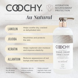 Coochy Coochy Intimate Shaving Cream | Shave Conditioner & Moisturizer for Face & Body | Ideal for Sensitive Skin Care, Anti-Bump | Au Natural,32 oz