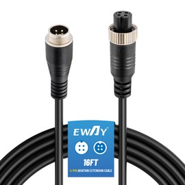 EWAY 4 Pin Aviation Extension Cable (16FT/5M) Backup Camera Cord Car Video 4PIN Aviation Connector Wire for Vehicle Car Camper Bus Van Truck Motorhome Trailer RV Reverse Rearview Monitor CCTV System