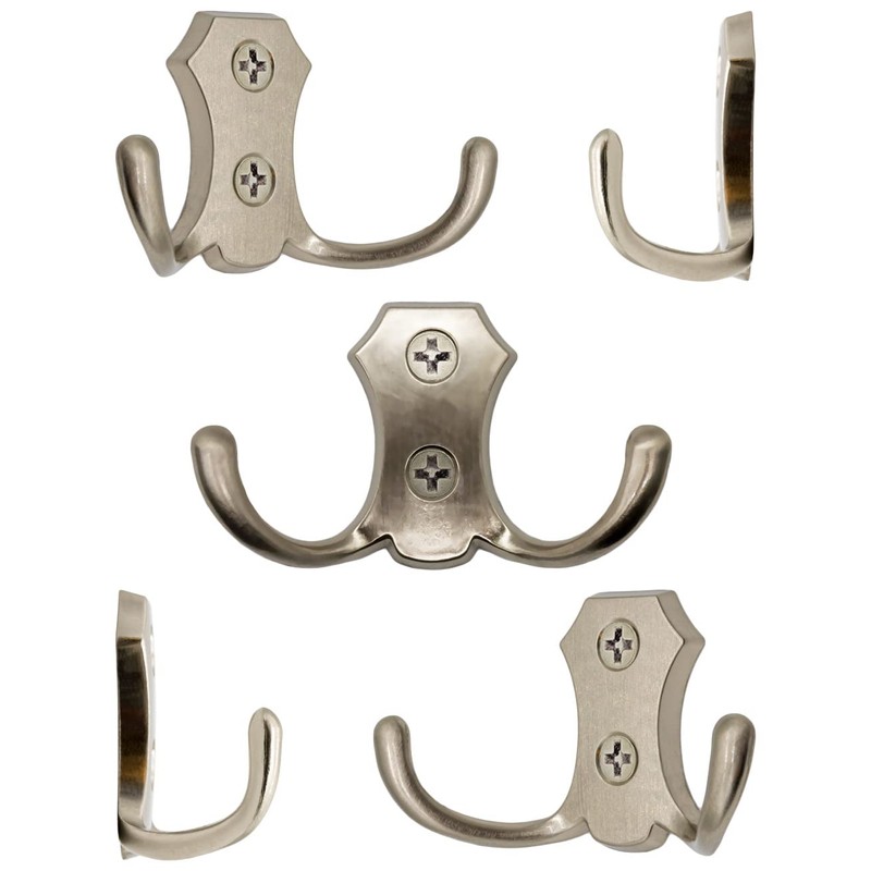 Fuxxer® - 5 Classic Coat Hooks, Clothes Hooks, Double Hooks,