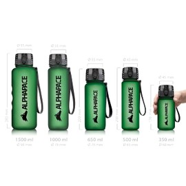 ALPHAPACE Water Bottle, Leak Proof 350ml Drinks Bottle, BPA Free Bottle for Sports, Cycling & Outdoor Activities, Sports Bottle with Fruit Infuser, Dark Green