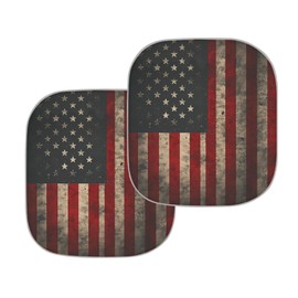 Quelytytrip Retro US Flag Print Car Sun Shade Windshield Sunshade,Block Sun Glare, UV and Heat,Sunshade for Car Windshield Foldable