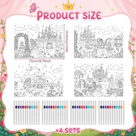 4 Set Coloring Pillowcase with Marker Craft Kit,Princess