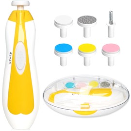 Baby Nail Trimmer Electric, 6 in 1 Baby Nail Clippers, Baby Nail File,Nail File Baby Grooming Kit Manicure Set for Toddler, Newborn or Adults (Yellow)