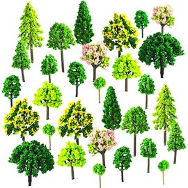Pack of 55 Model Building Trees, Model Trees Miniature, Landscape Model Trees, Mixed Colourful Model Tree, Mixed Trees, Train Trees, for DIY Landscape, Miniature Landscapes, Sand Table, Landscape