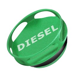 Aluminum Diesel Fuel Cap, Updated Larger Magnetic Aluminum Tank Gas Cap, GM Pick-up Truck Accessories Replacement Eco Tanks (Green)