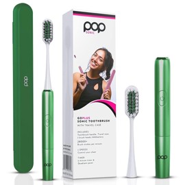 Go Plus Sonic Toothbrushes for Adults w/Electric Toothbrush Case - Electric Toothbrush for Adults & Kids - Sonic Toothbrush w/ 2 Speeds - 18000-24000 Vibrations Per Minute (Emerald Green)