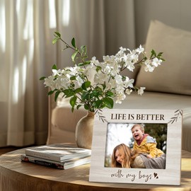 Kneaotoaji Life Is Better with My Boys Picture Frames, Mom Photo Frame, Boy Mom Gifts for Mother Father, Mother Family Wooden Photo Frames for Tabletop or Wall Hanging 5x7