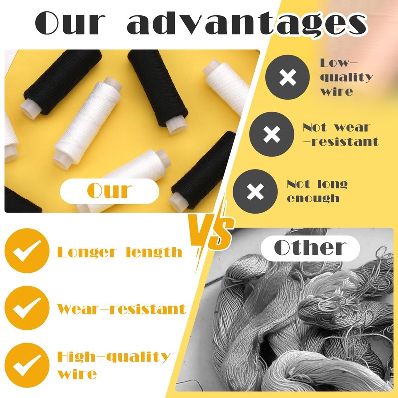 ZMAAGG White Thread for Sewing, Polyester Sewing Thread, 8 Rolls