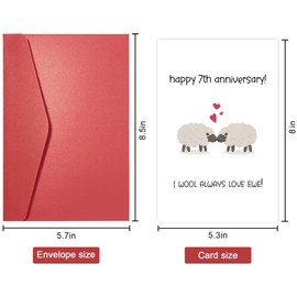 Funny 7 Years Anniversary Card, Wool Anniversary Card for Him Her, Seventh Anniversary Card for Husband Wife, Seven Years Anniversary Card