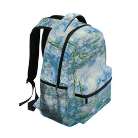 AHOMY Backpack School Bag Water Lilies Claude Monet Oil Paintings Flowers Laptop Travel Daypack Rucksack for Students