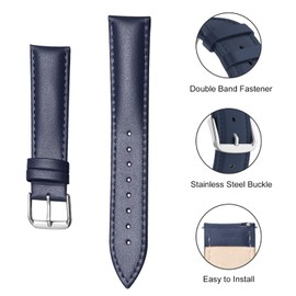 Lzwldan 16mm Leather Watch Bands Compatible with FITVII Slim/Amzhero D26 Fitness Tracker,Soft Genuine Leather Replacement Wristband for KALINCO Slim/MorePro HM08 Fitness 1.47 inch Watch for Women Men