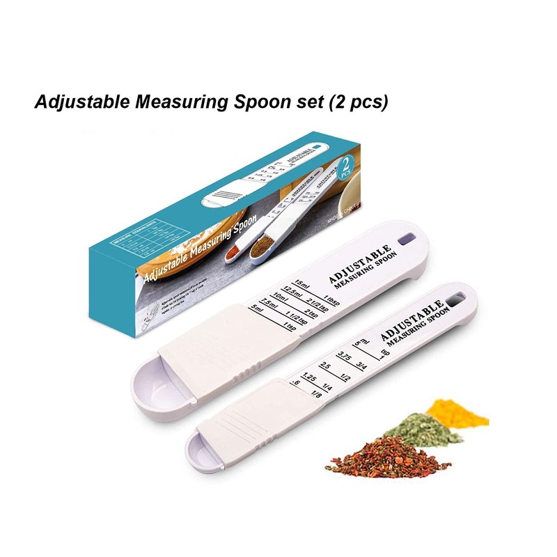 2-Piece Premium WinAimer Kitchen Adjustable Teaspoon And Tablespoon Set, Plastic,