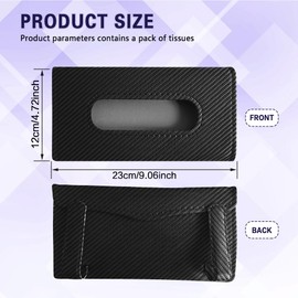HQRNYP Car Visor Tissue Holder, Tissue Box Holder for Car, Leather Auto Sun Visor Napkin Case Mask Dispenser, Automotive Accessories Rectangular Hanging Auto Napkin Box Fit for Most Vehicles (Black)