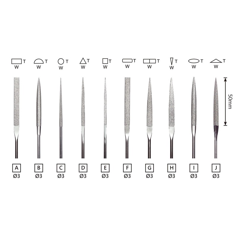 MIRACLE Needle Diamond Files Set 10-Piece Grit 120
