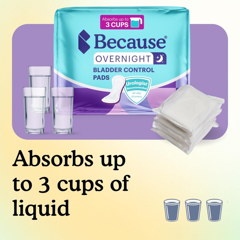 Because Incontinence Pads for Women - Extra Heavy Absorbency, Overnight