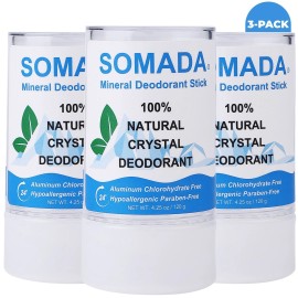 Crystal Deodorant Stick for Women and Men, 4.25 oz/120g - Unscented 3 Pack