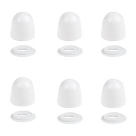 6Pcs Tall Toilet Bolt Caps, White Plastic Toilet Floor Cap with Washers Toilet Fixing Bolts Replacement Parts Push-on Toilet Bowl Bathroom Accessories