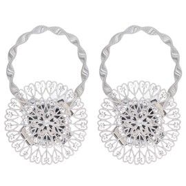 2Pcs Magnetic Curtain Tiebacks Stainless Steel Sparkling Crystal Flower Curtain Buckle Clips for Home Office Decoration