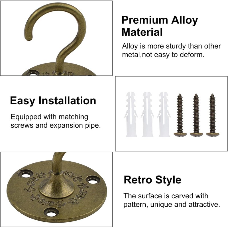 INCREWAY Wall Mount Ceiling Hooks, 4PCS Sturdy Hanging Chandelier Plate