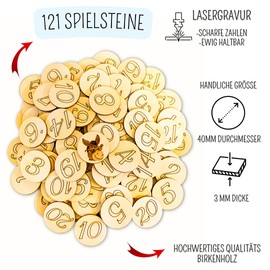 The Donkey Game, 121 Wooden Tokens, Hand-Made, 2-6 Players, Instructions (English language not guaranteed), Board Game, Educational Game, Family Game, Memory Game, 2022-V2-RF