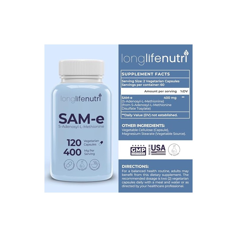 Longlifenutri Sam-e 400 Mg ? 120 C?psulas Vegetarianas