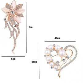 SSyang Elegant Bow Brooch, 2 Pieces Bow Brooch Faux Pearls Alloy Bow Brooch, 4.8 cm, 7 cm, Women's Brooch Jewelry, Small Pin for Fixed Clothes, to Prevent Clothes from Slipping Off (Gold),