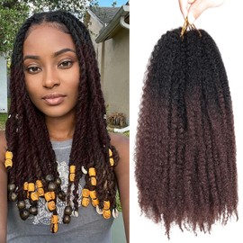 TUVOJALE Marley Twist Braiding Hair 14 inch Afro Kinky Curly Crochet Braids 8 Packs Cuban Twist Crochet Braids Synthetic Low Maintenance Skin-Friendly Marley Hair Extensions(OT33, Packs of 8)