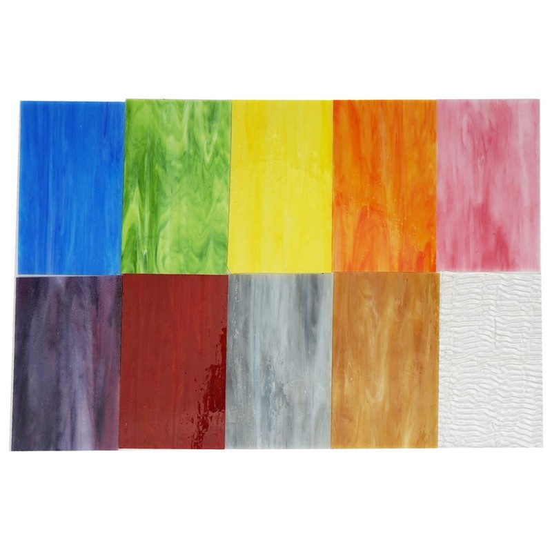Lanyani（10 Sheets）Variety Stained Glass Sheets 4 x 6 inch Opal
