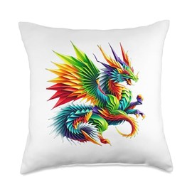 Studio Origami Art Colorful Origami Dragon Throw Pillow, 18x18, Multicolor