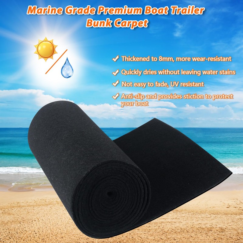 Boat Trailer Bunk Carpet 13ft x 12in Black Marine Grade