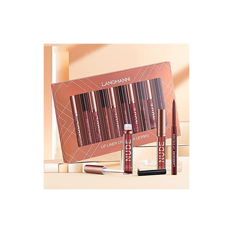 6 Pcs Velvety Matte Lip Gloss + lip Liner Set