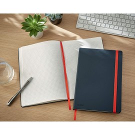 Leitz Squared Hardcover Notebook in Large B5 Format, 80 Sheets, 160 Pages, 100 g/m² Paper, Ideal for Office, School, Study or as a Journal Book, Elastic Closure, Grey, Cosy Series, 44820089
