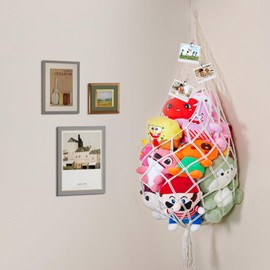 Stuffed Animal Storage Organizers - Toy Net or Hammock Corner for Plush Animal Organizer Suitable as Plush Toy Holder Wall, Kid Bedroom Decor, Boho Nursery Playroom Organizer, Stuffed Animal Holder