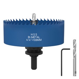 ANDELI 108MM | 4-1/4" Bi-Metal Hole Saw with Center Drill, to be Assembled, high Opening Efficiency for Wood, Corn Hole Boards, Plastic, plasterboard and Thin Sheet Metal Openings