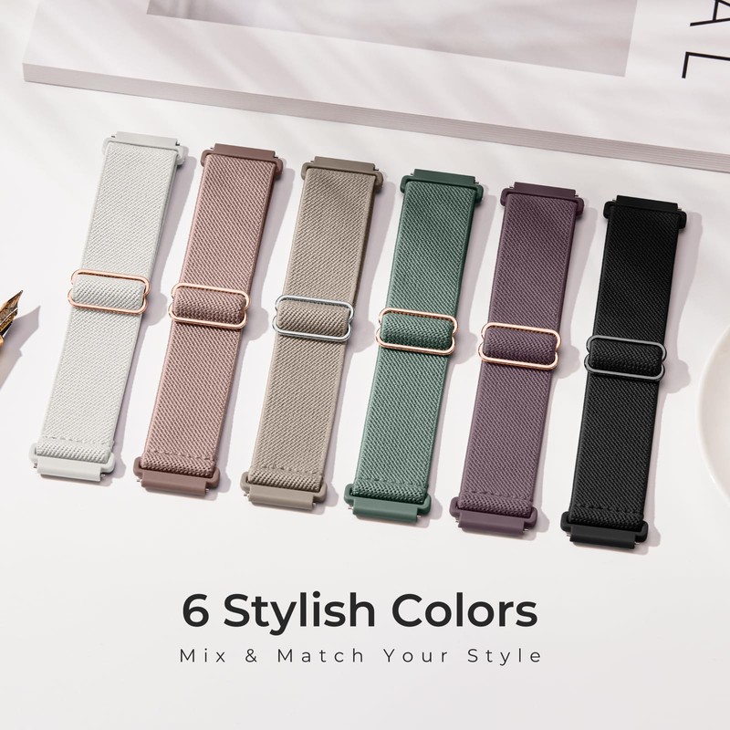 6 Pack 20mm Stretchy Watch Bands Compatible with Garmin Vivoactive