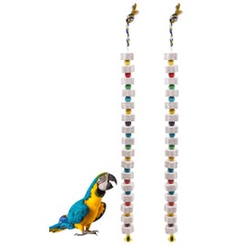 2 Pack 27 Inches Extra Long Bird Chewing Toy, Parrot Beak Grinding Calcium Stone with Bells, Bird Cage Accessories, Cage Toys for Cockatiel Parakeet Parrot Budgies Rat Hamster Rabbit African Grey
