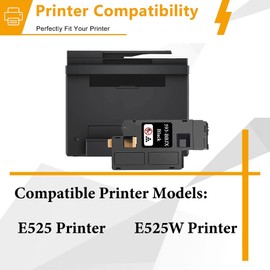 E525W Black Toner Cartridges Replacement for Dell 593-BBJX E525 E525W Printer Ink, 2 Pack