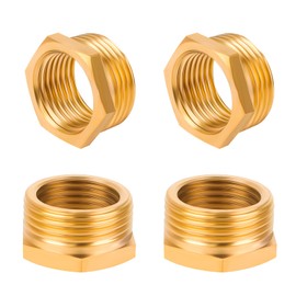 4 Pieces Reducer Adapter, Brass Thread Adapter Hex Water Pipe Reducer Fittings 1/2 Female to 3/4 Male Adapter for Hose Connector