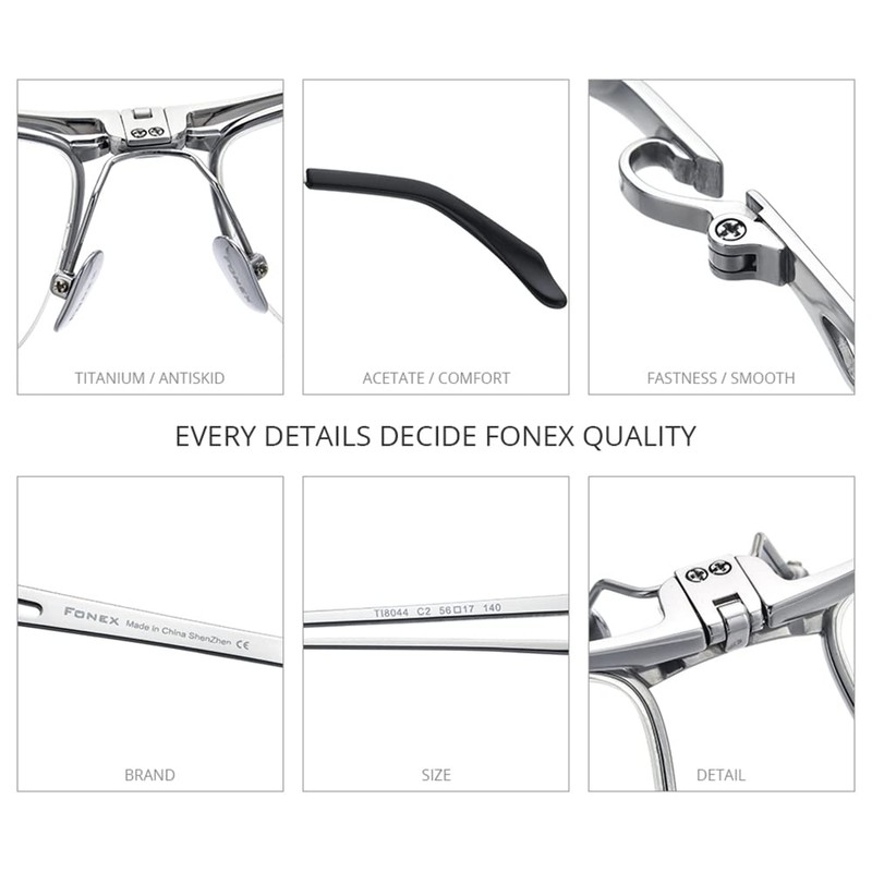 FONEX 180° Flip Titanium Glasses Frame for Men,Square Eyewear Optical