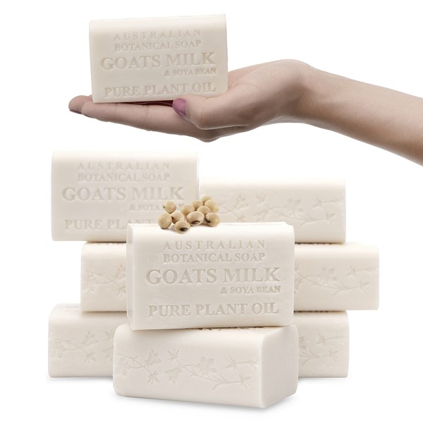 Australian Botanical Soap, Goat's Milk & Soya Bean Oil Pure Plant Oil Soap, 6.8 oz. 193g Bars - 8 Count - Packaging May Vary