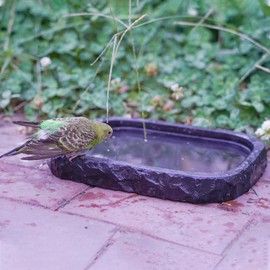 TOWDREU Handmade Natural Stone Bird Bath, Ground Bird Baths for Outdoors, Small Wild Birdbath, Bird Water Bowl and Bird Feeder for Balcony, Patio, Garden or Yard