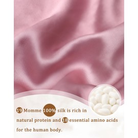 100% Silk Bonnet for Sleeping, 19 Momme Pure Mulberry Silk Hair Wrap with Tie Band Stay On Head, Silky Hair Bonnet for Women, Reduce Frizz (pink)